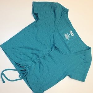 Green blue colored tie crop top